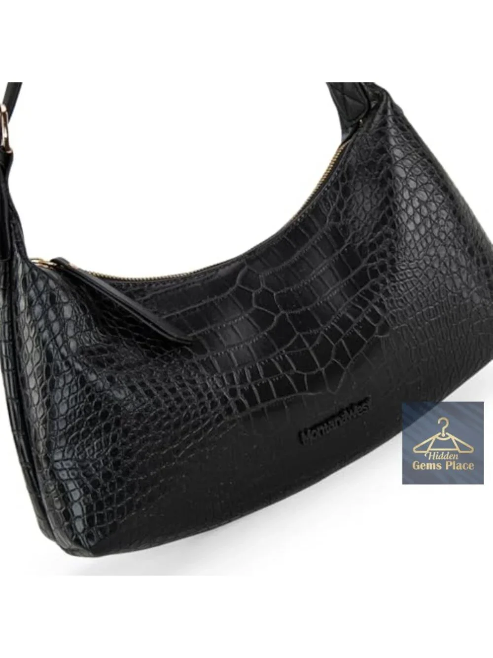 Faux Leather Crescent Hobo Bag with Adjustable Strap